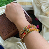 Kada Kundan Bangle -Dark Red Star-G4874